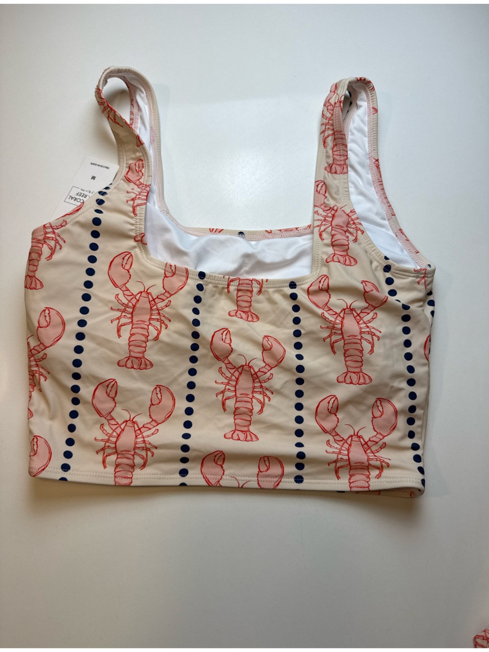 Coral Reef Swim Two-Piece Swimsuit in Blush with Coral Lobster Print Size M - Picture 7 of 10